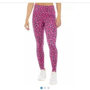 Pink Leopard Cheetah Animal Print High Rise Workout  Leggings L